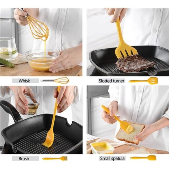 Kitchen Utensil Set 11-piece Non-stick Silicone Cookware, Suitable for Cooking - Picture 5 of 6